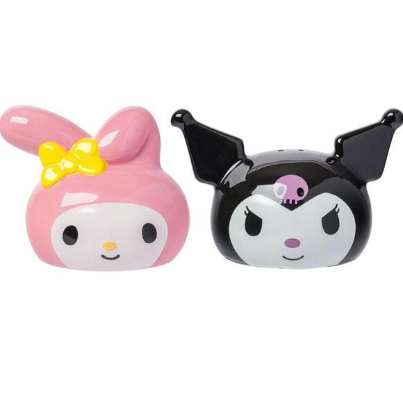 Sanrio My Melody And Kuromi 3D Sculpted Ceramic Salt and Pepper Shaker Set - Picture 1 of 2
